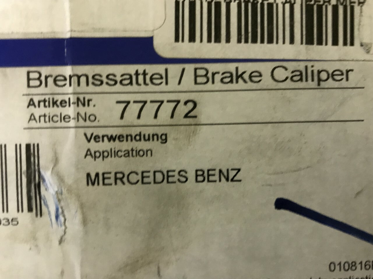 Front Off Side Right Hand Brake Caliper for Mercedes SL Pagid 77772