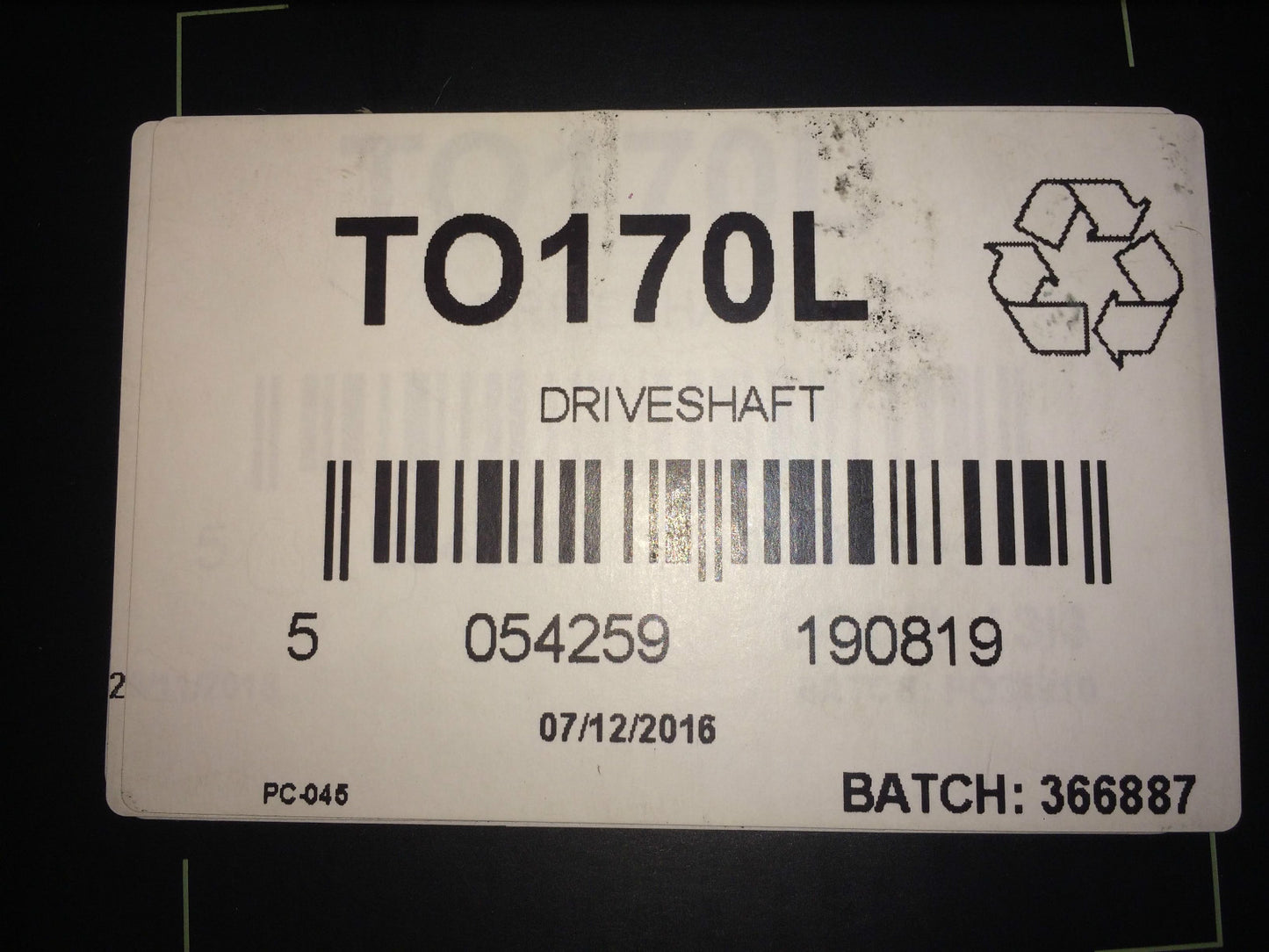 Driveshaft Toyota Corolla 00-07 1.6 16v/vvt-i Left Hand LH Near Side NS TO170L