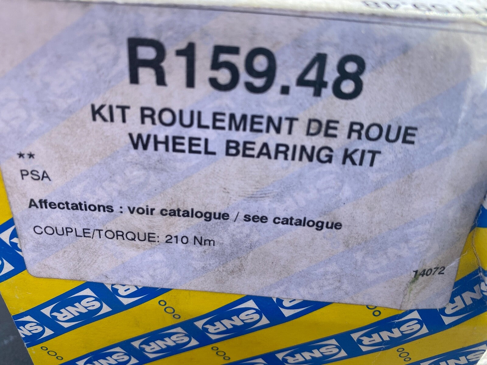 SNR R159.48 Wheel Bearing Kit fits Citroen Peugeot