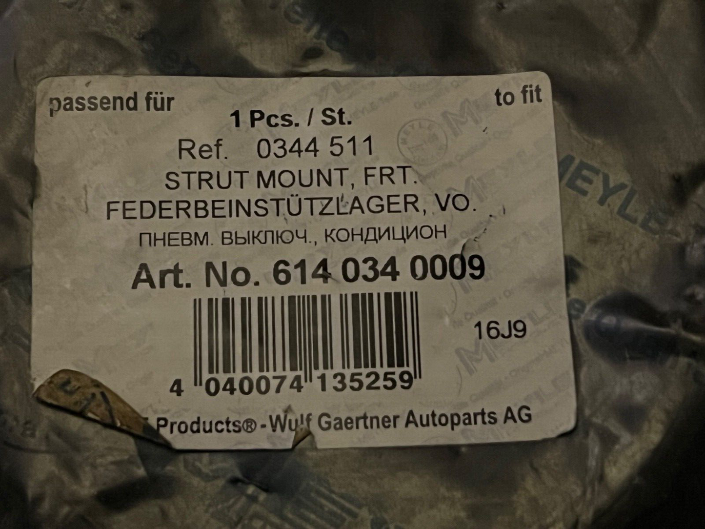 Meyle 6140340009 Front Top Strut Mount fits Vauxhall Opel