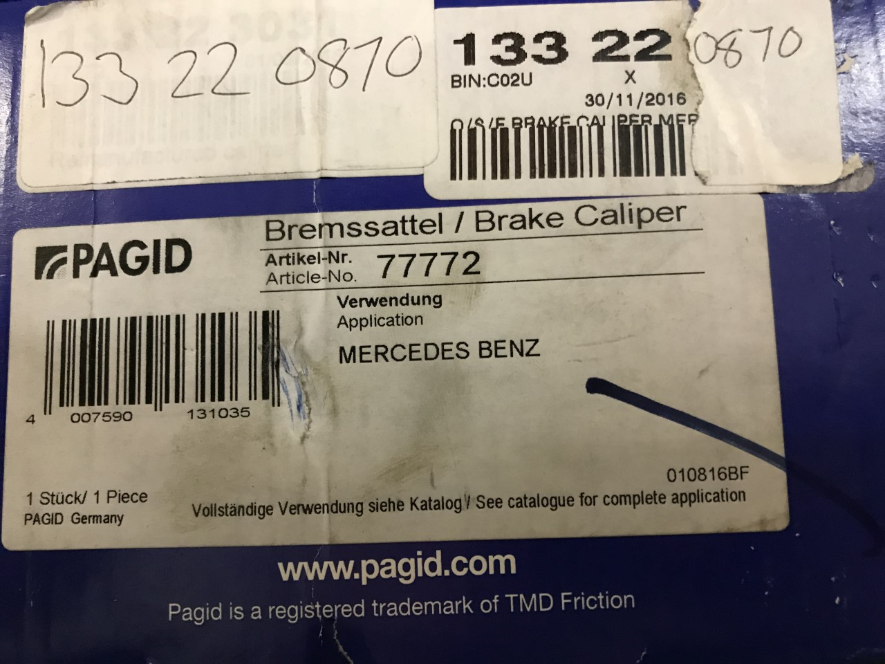 Front Left Near Side Brake Caliper Mercedes SL 93-99 AMG Anniversary 133220870