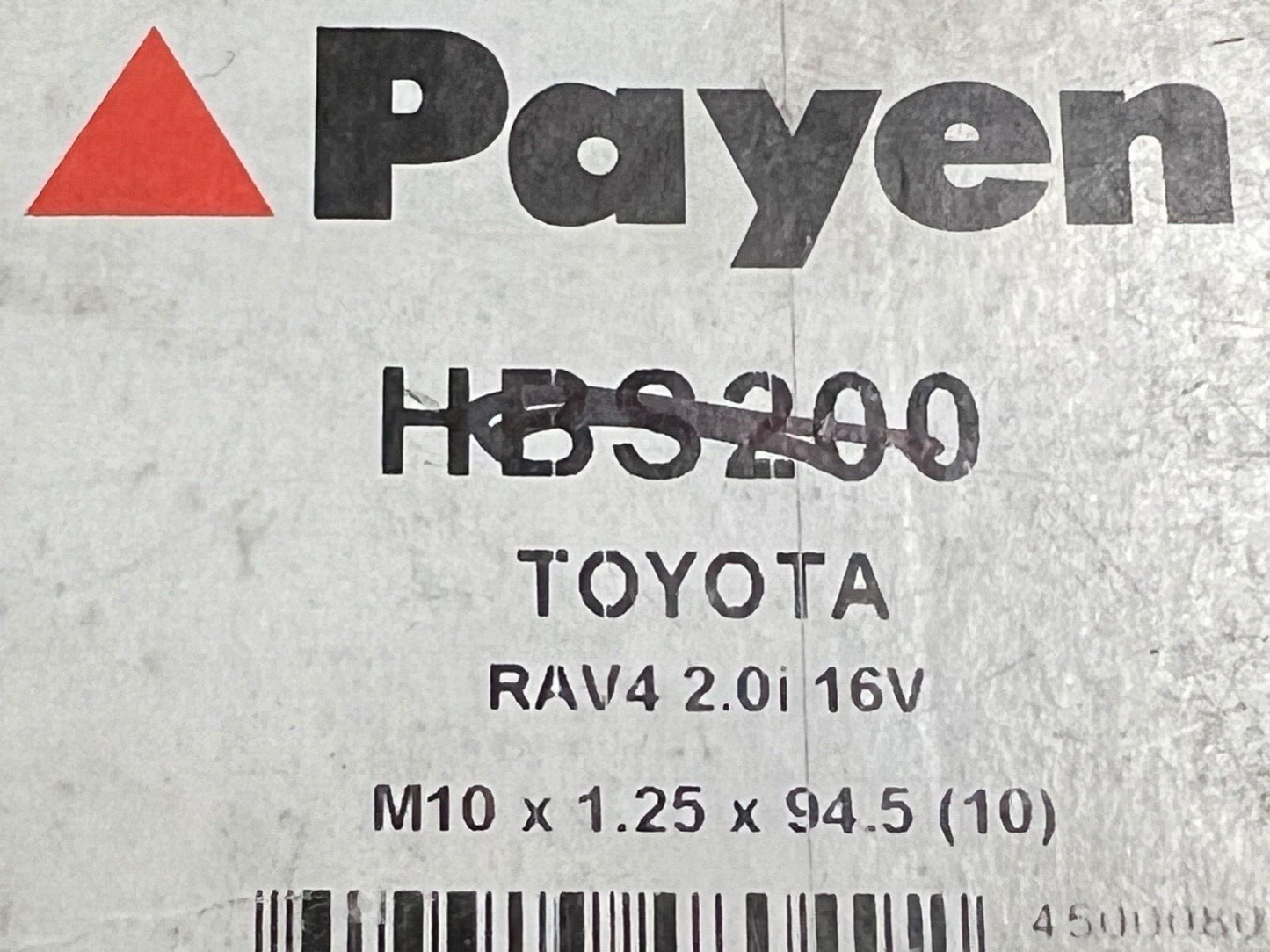 Payen HBS200 Head Bolts fits Toyota RAV4 2.0i 16v M10 x 1.25 x 94.5 (10 Bolts)