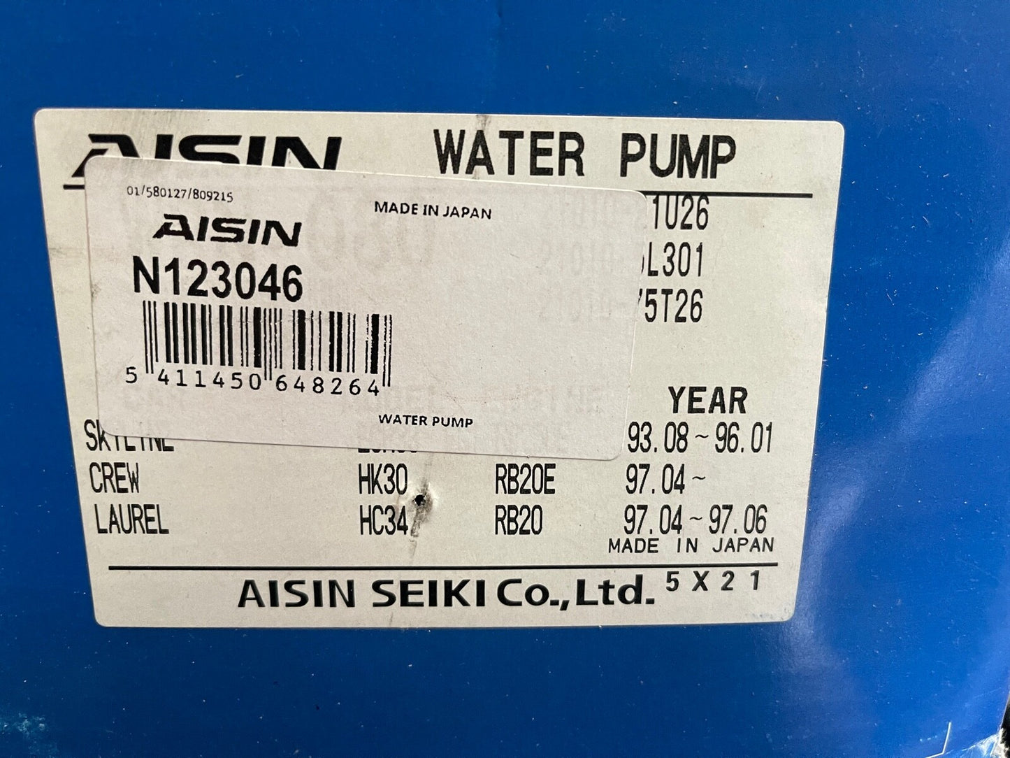 Aisin N123046 Water Pump fits Nissan