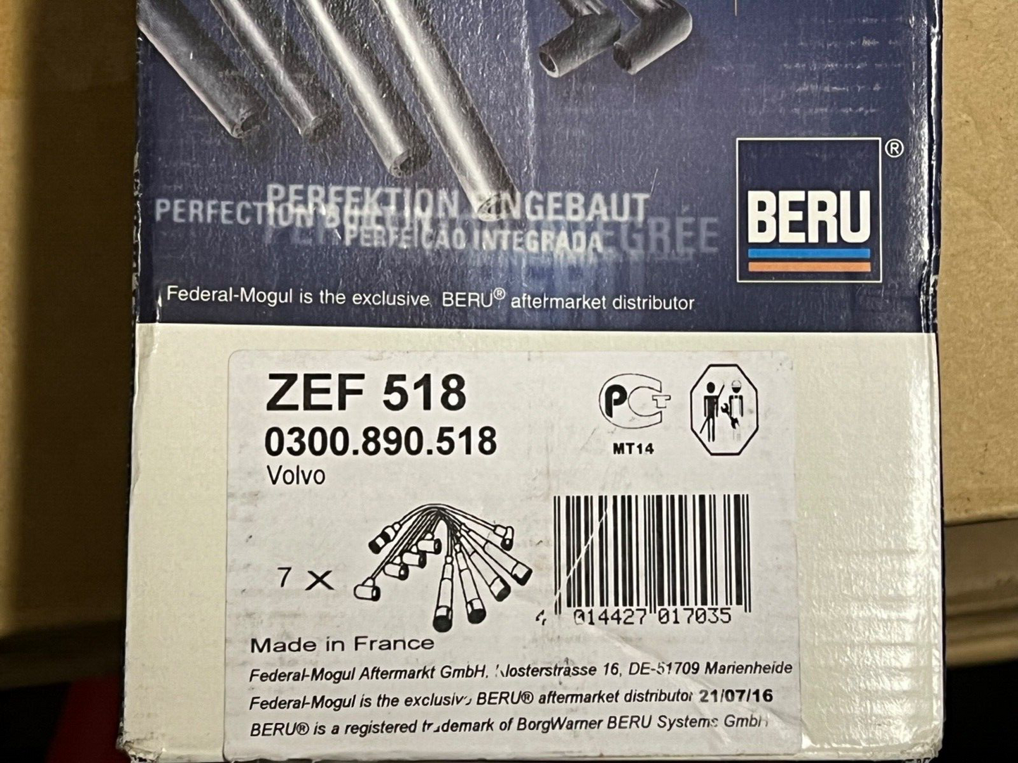 ZEF518 Beru Ignition Leads fits Volvo