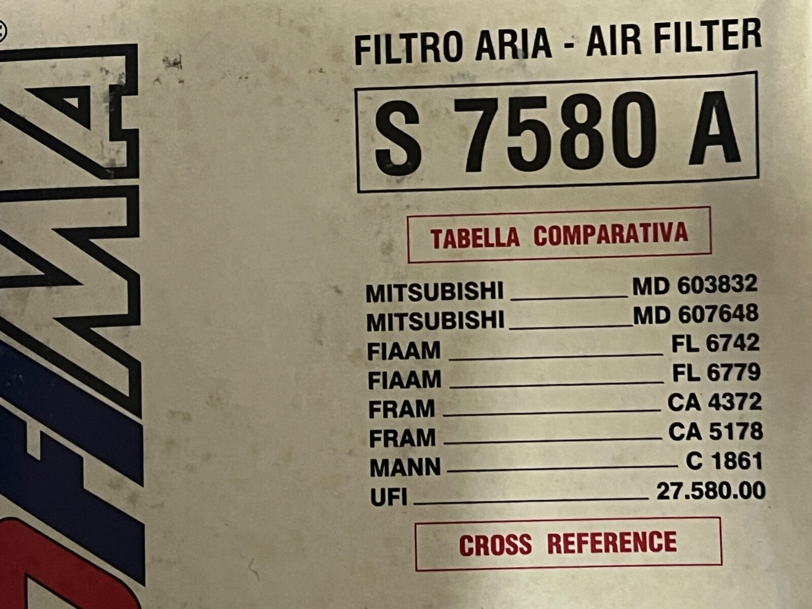 Sofima Air Filter - S7580A fits Mitsubishi MD603832 CA4372