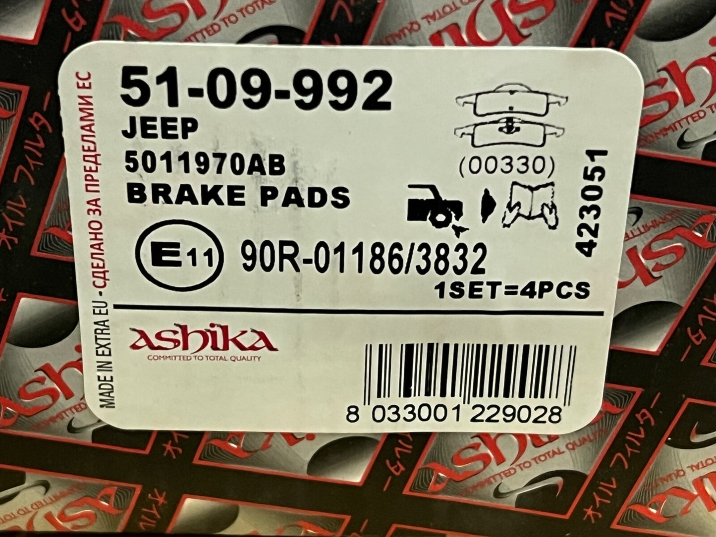 Ashika 51-09-992 Rear Brake Pad Set fits Jeep Grand Cherokee