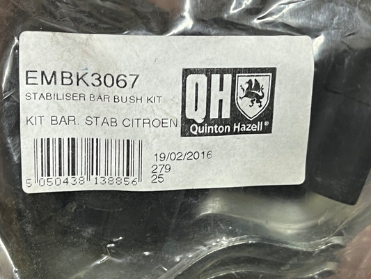 QH EMBK3067 Anti Roll Stabiliser Bar Bush Kit Front LH & RH Outer fits Citroen