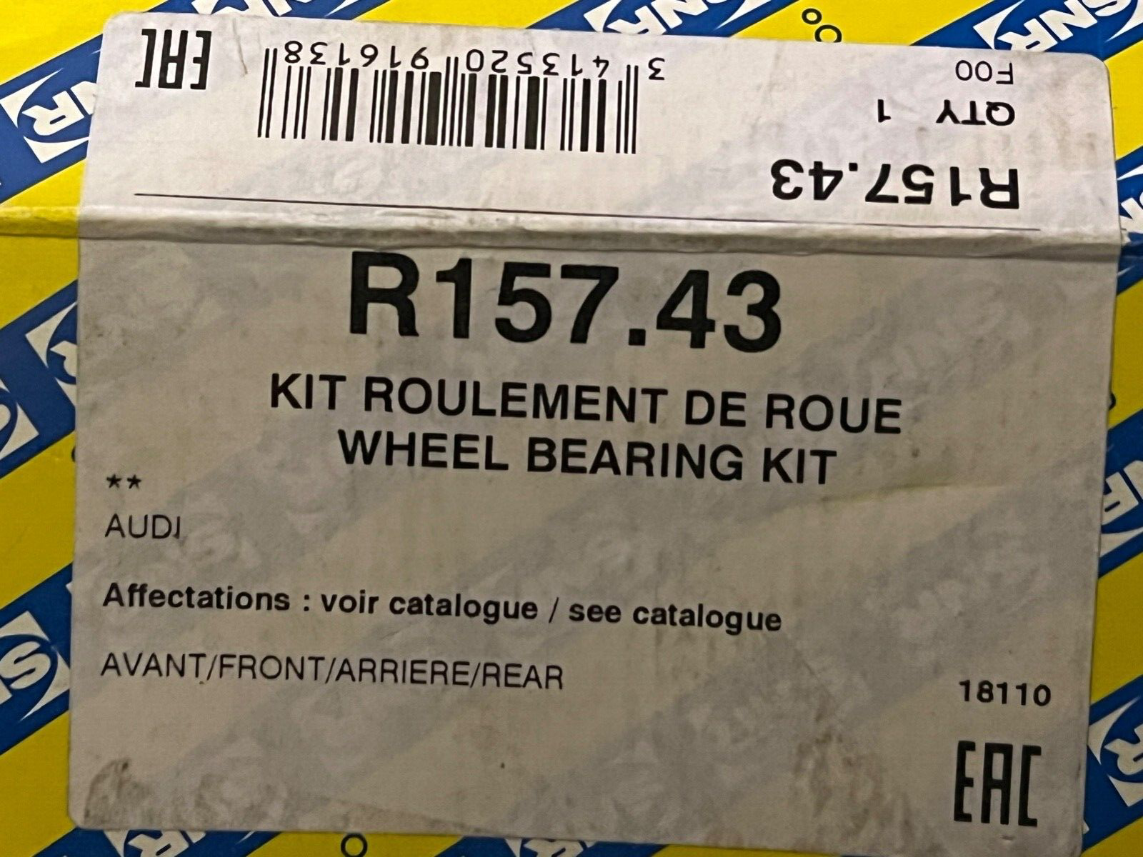 SNR R157.43 Front Wheel Bearing fits Audi A4 A5 A6 A7 Q5