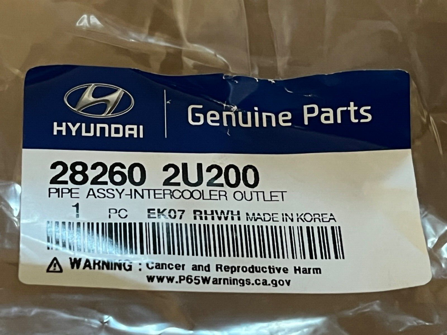 Genuine Hyundai 282602U200 Intercooler Hose / Pipe fits Tucson 1.6 CRDi 2018-20