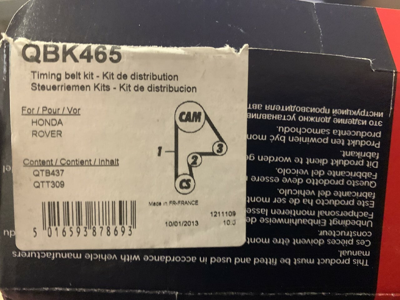 QH QBK465 Timing Belt Kit fits Honda