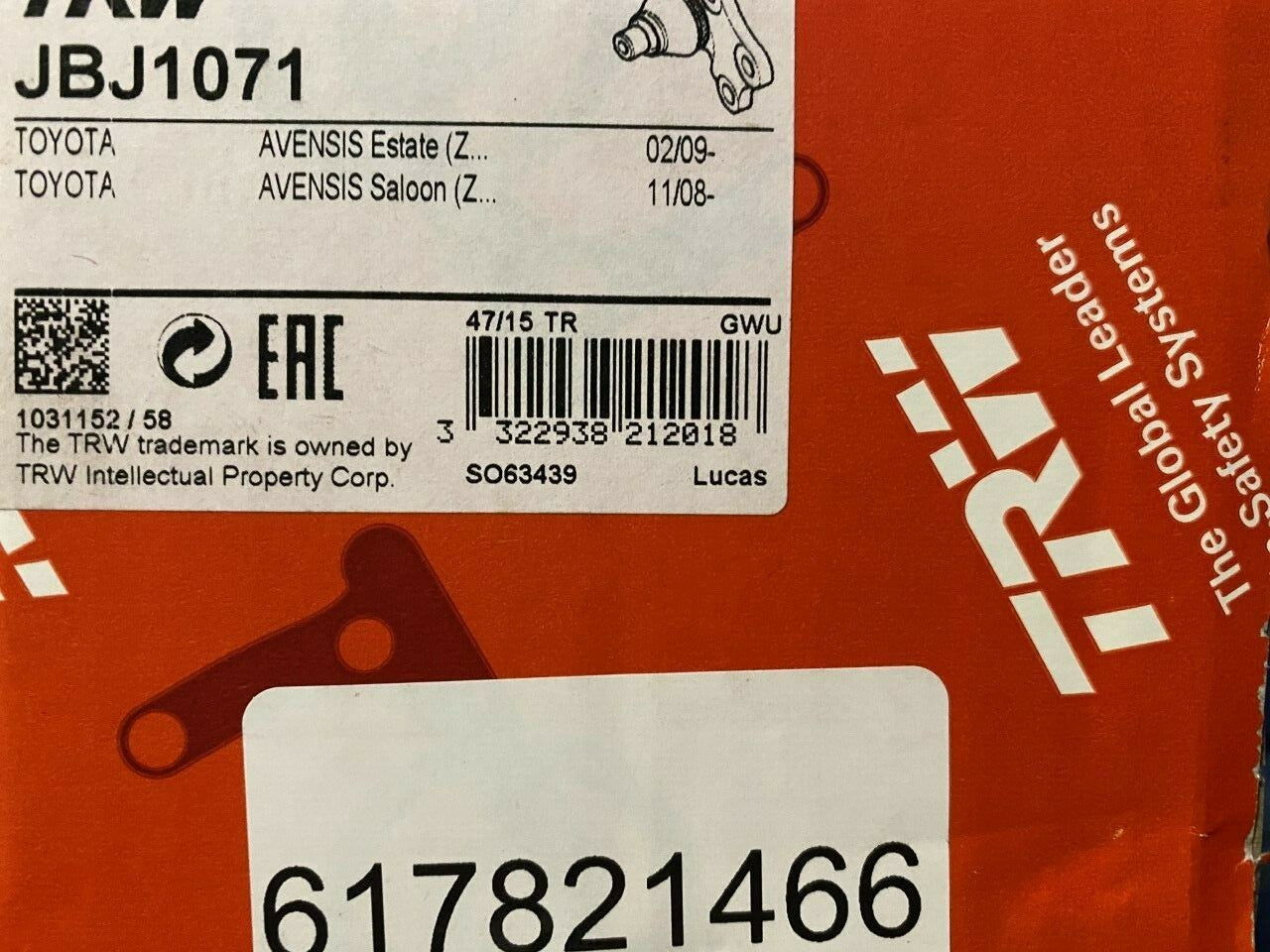 TRW JBJ1071 Ball Joint fits Toyota