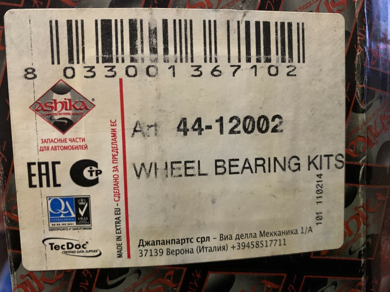Ashika 44-12002 VKBA1340 Front Wheel Bearing Kit for Toyota