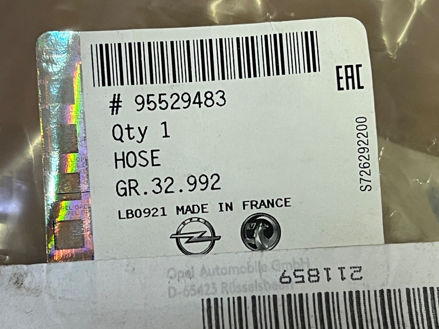 Genuine Vauxhall 95529483 DPF Pressure Sensor & Pipes