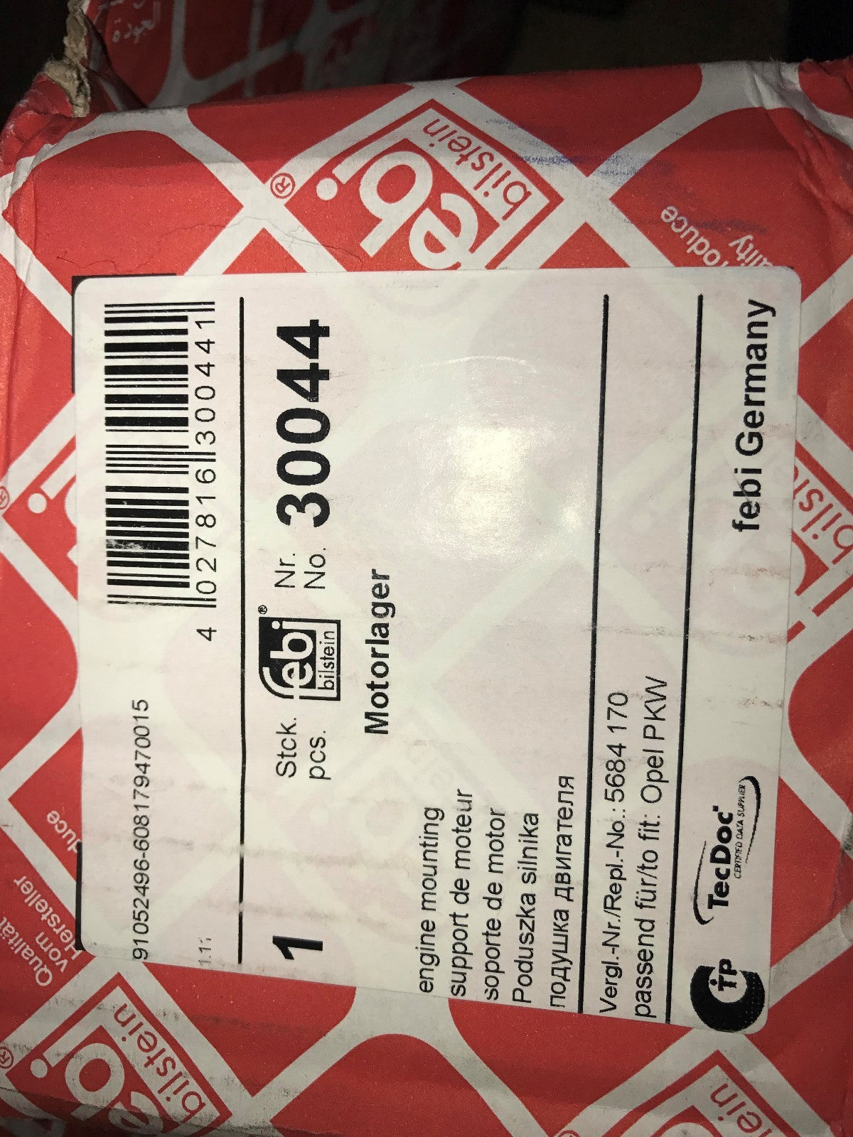 Engine Mount Mounting Front RH Vauxhall Combo Corsa Corsa Van Meriva Tigra 30044