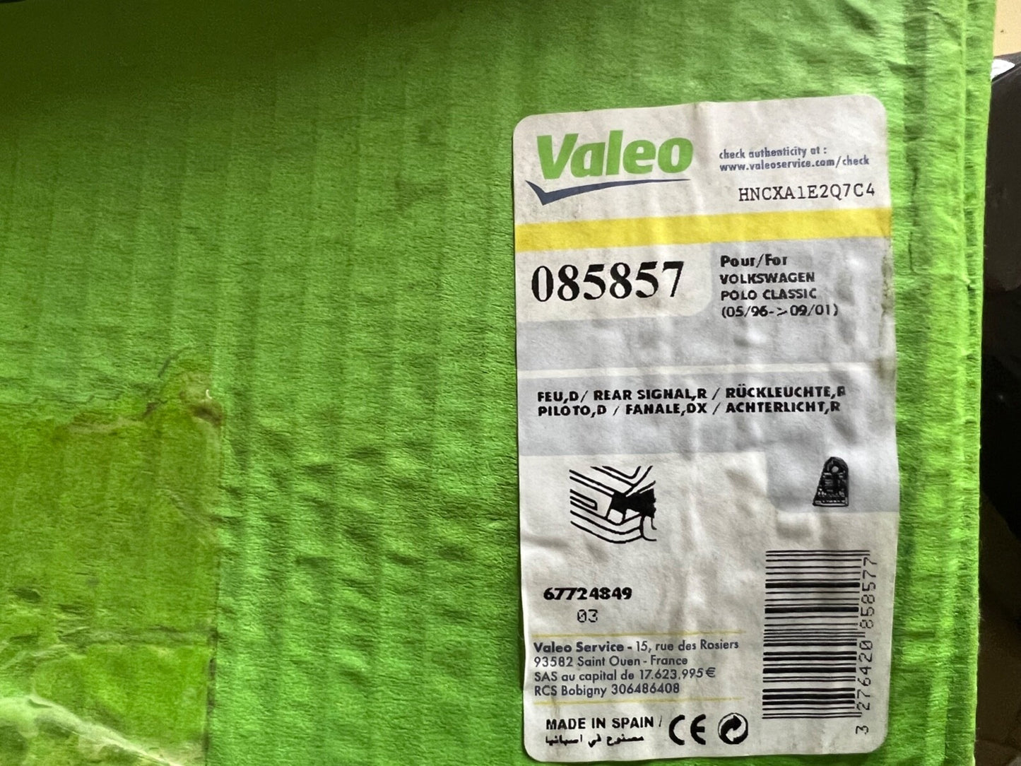 VW Volkswagen Polo 1996-2001 Rear Off Side Right Hand Side Lamp Valeo 085857