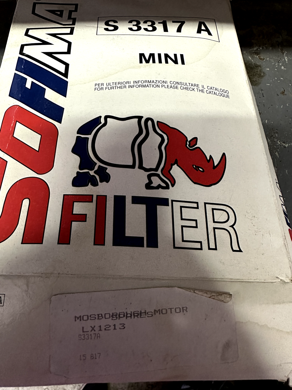 Sofia S3317A Air Filter fits Mini