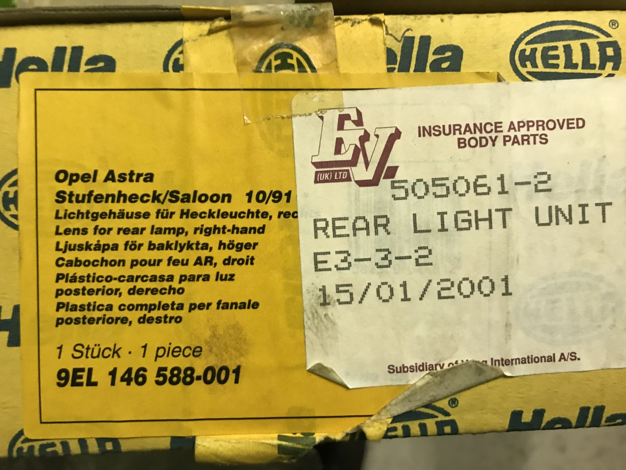Rear Off Side Lamp Vauxhall Opel Astra F 1991-1998 Hella 9EL46588-001