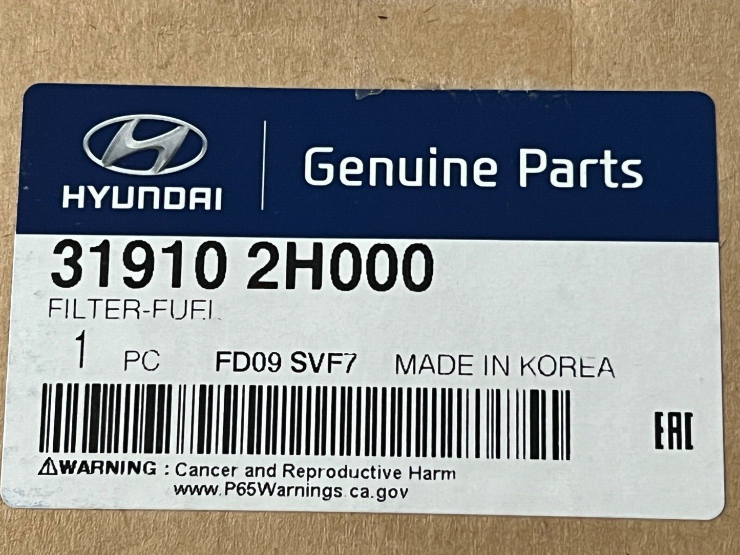 Genuine Hyundai 319102H000 Fuel Filter fits Hyundai Kia