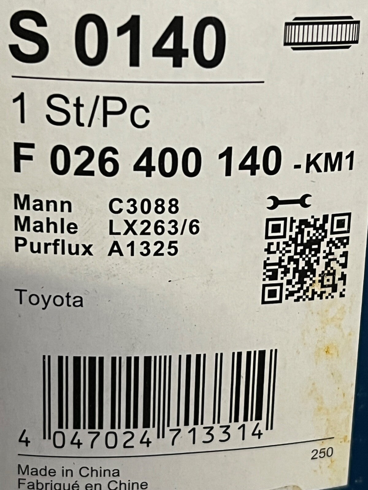 Bosch S0140 F026400140 Air Filter fits Toyota