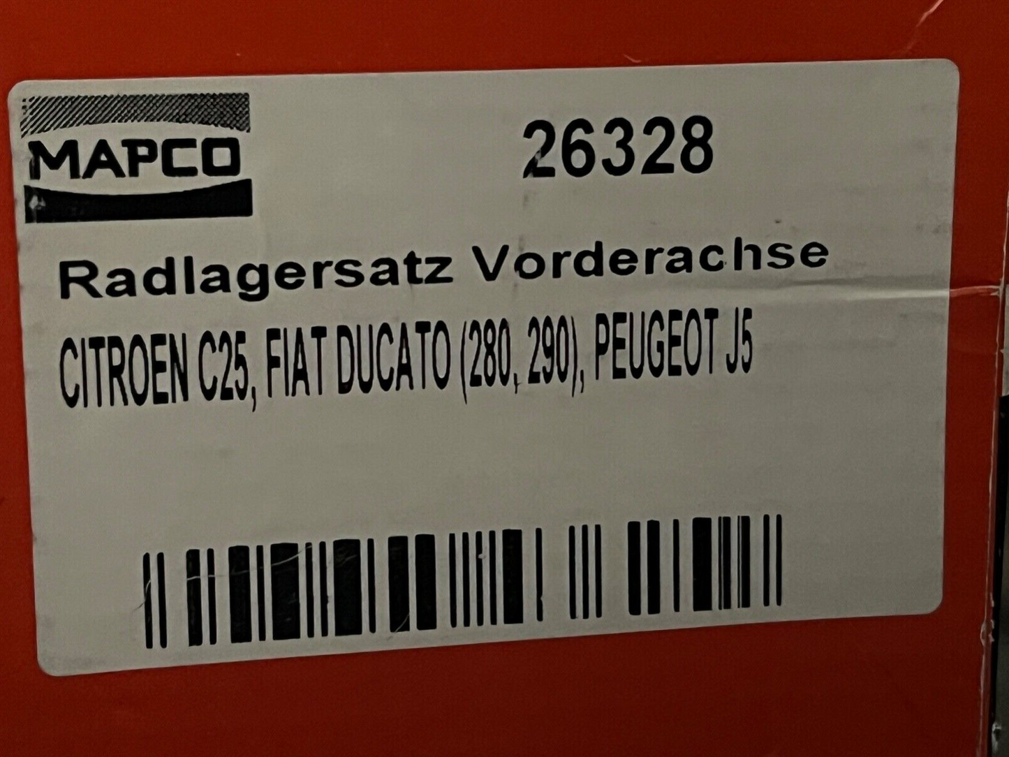 Mapco 26328 Front Wheel Bearing fits Citroen C25 Fiat Ducato 280 290 Peugeot J5