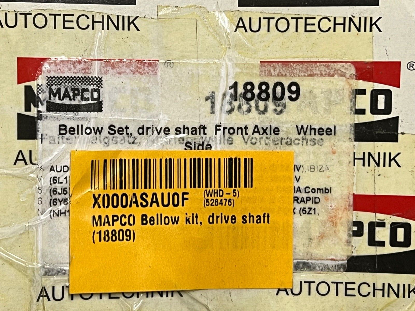 Mapco 18809 Front CV Boot Gaiter Kit fits Audi Seat Skoda VW