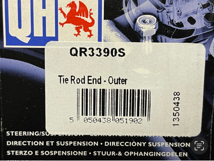 QH QR3390S Front Track Tie Rod End fits Vauxhall G H Meriva B Zafira B