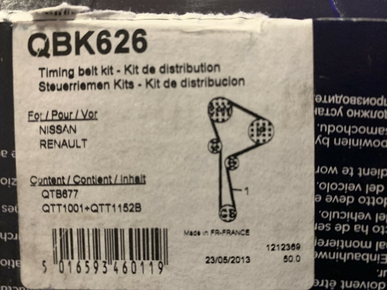 QH QBK626 Timing Belt Kit fits Nissan RenaultItem: •	Timing Belt Kit Brand: •	Qu