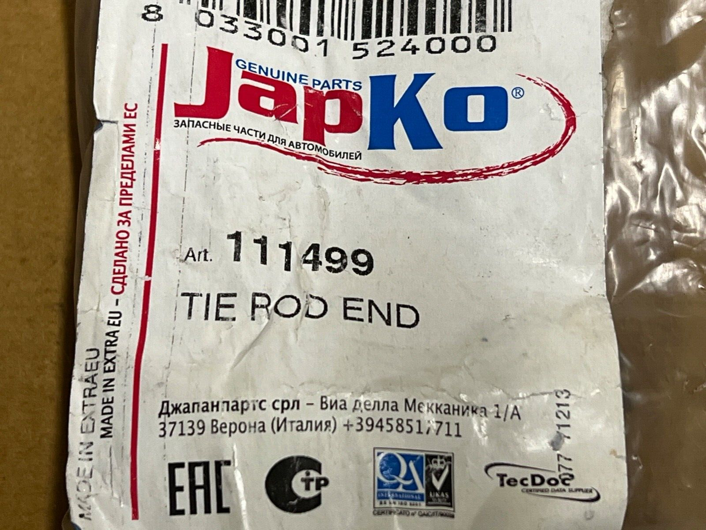 Japko 111499 Track Tie Rod End Fits Honda