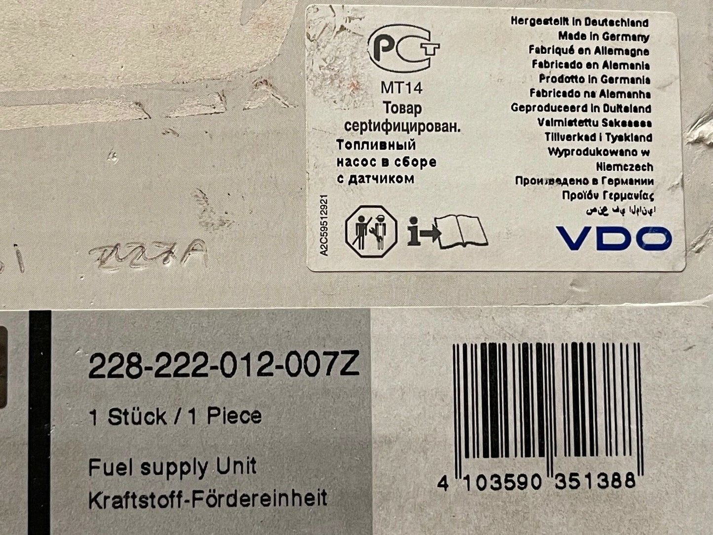 VDO 228-222-012-007Z Fuel Feed Unit Fuel Pump Sender fits Citroen