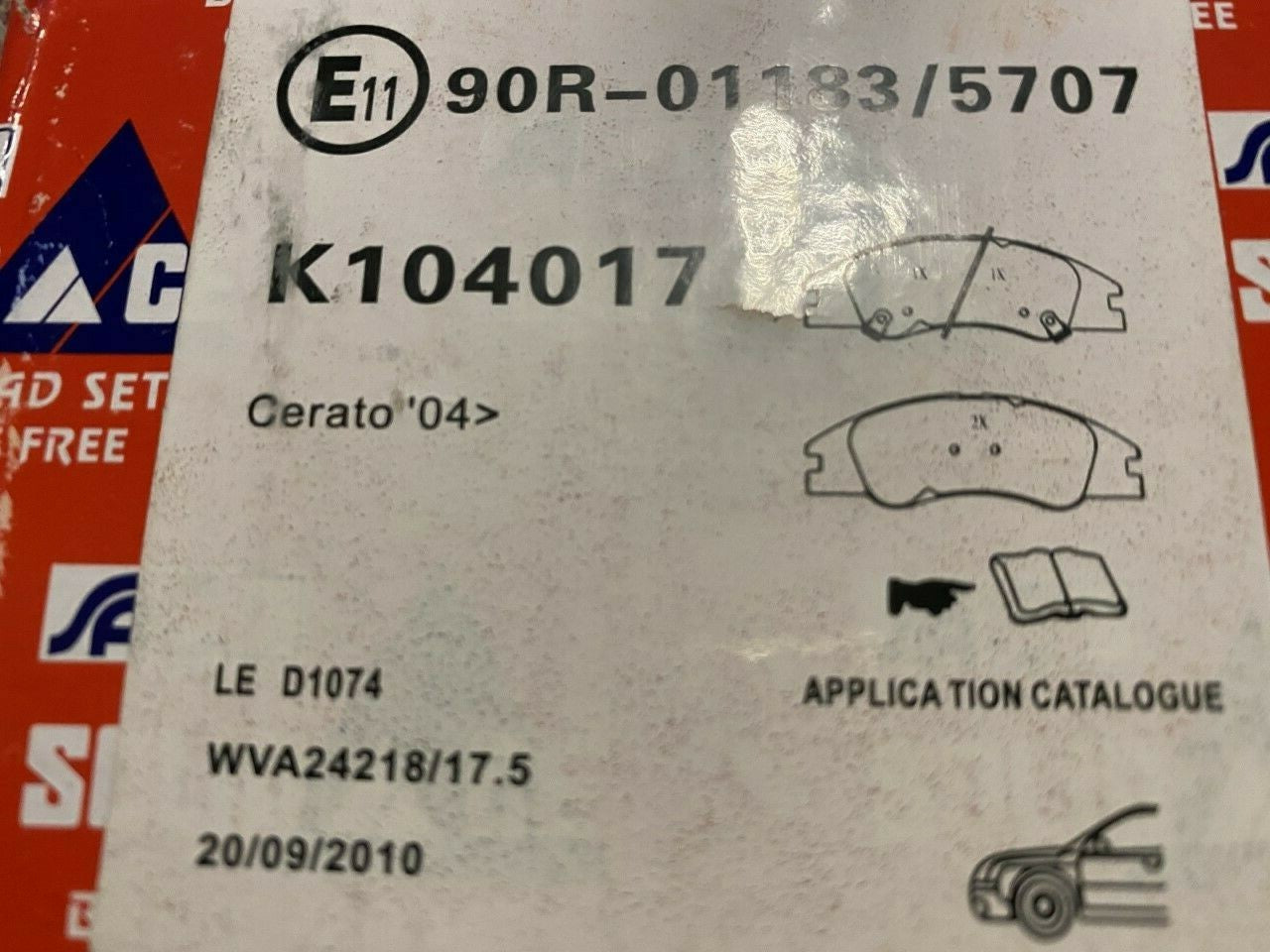 Solid Auto K104017 Front Brake Pad Set fits Kia