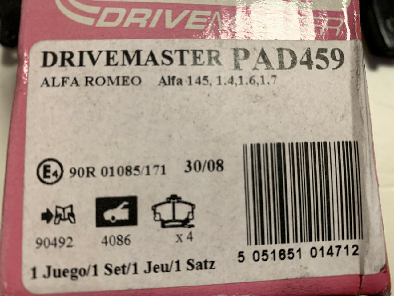 Front Brake Pads for Alfa Romeo 145 Drivemaster PAD459