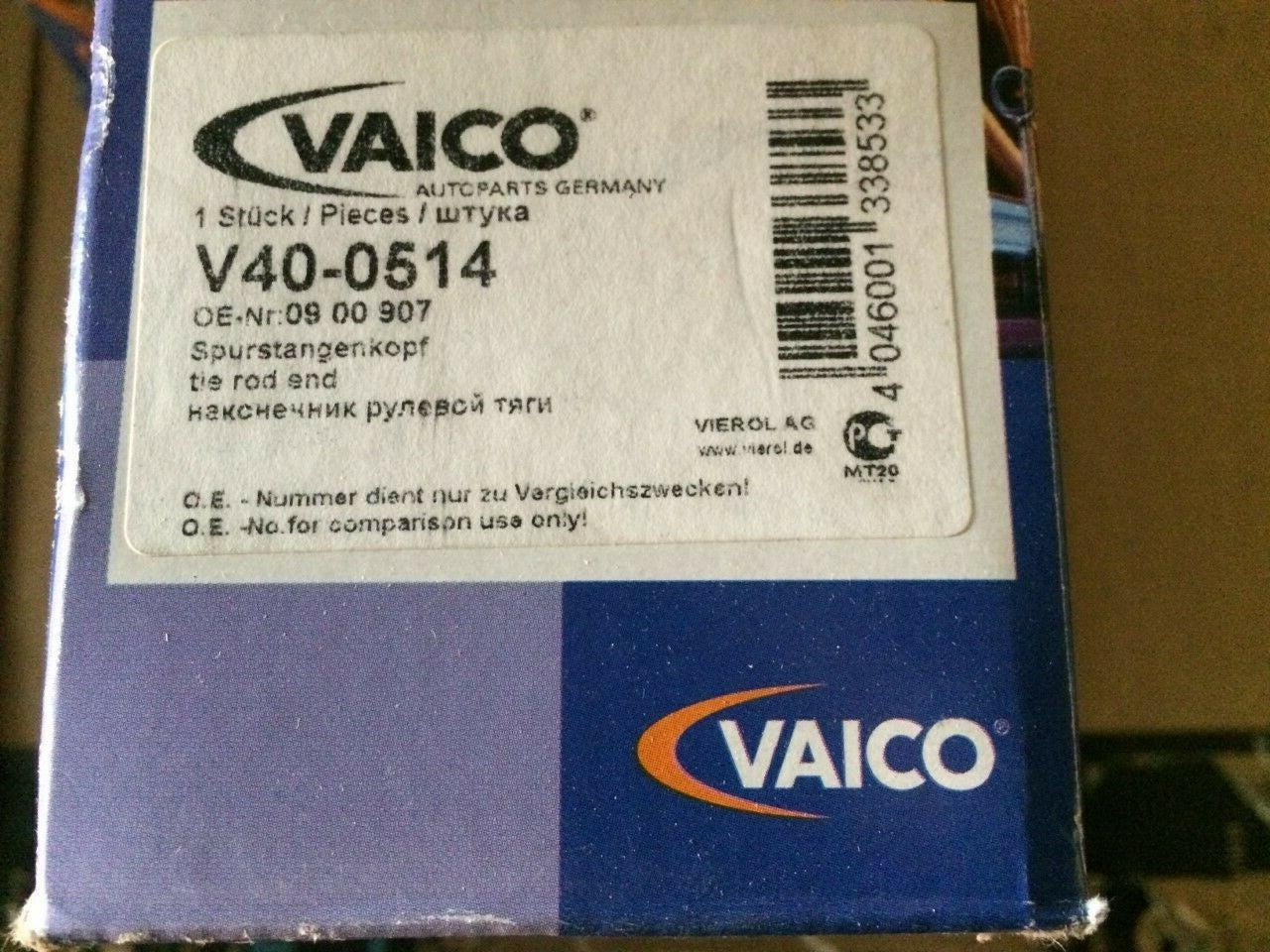 Vaico V40-0514 Tie Rod End NS or OS Vauxhall Frontera 1998-2004