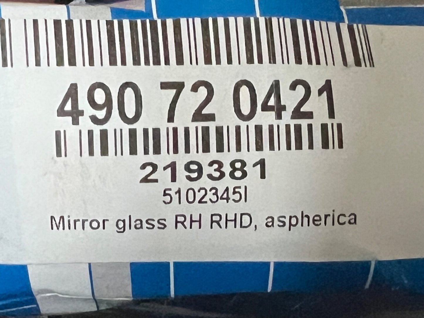 Macht 5102345I Off Side Right Hand Side Wing Mirror Glass Aspherica