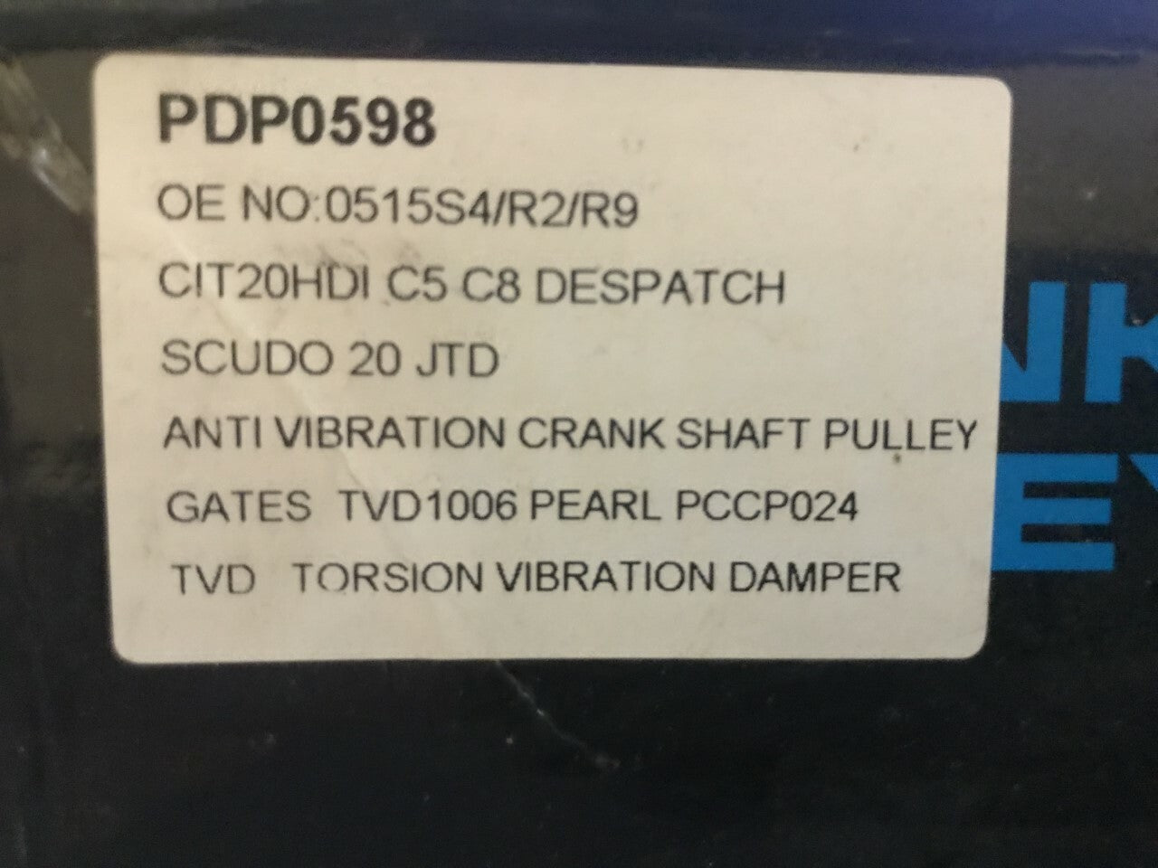 Torsion Vibration Damper Crankshaft Pulley Citroen Peugeot PDP0598 0515S4/R2/R9
