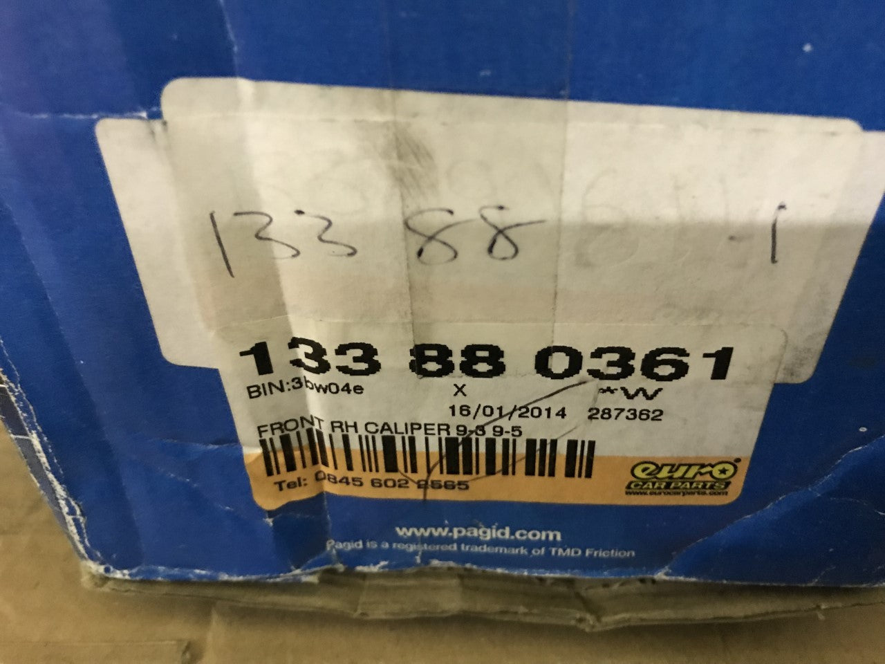 Brake Caliper Front Off Side Saab 93- 98-02 Cabriolet Coupe 98-03 9-5 133880361