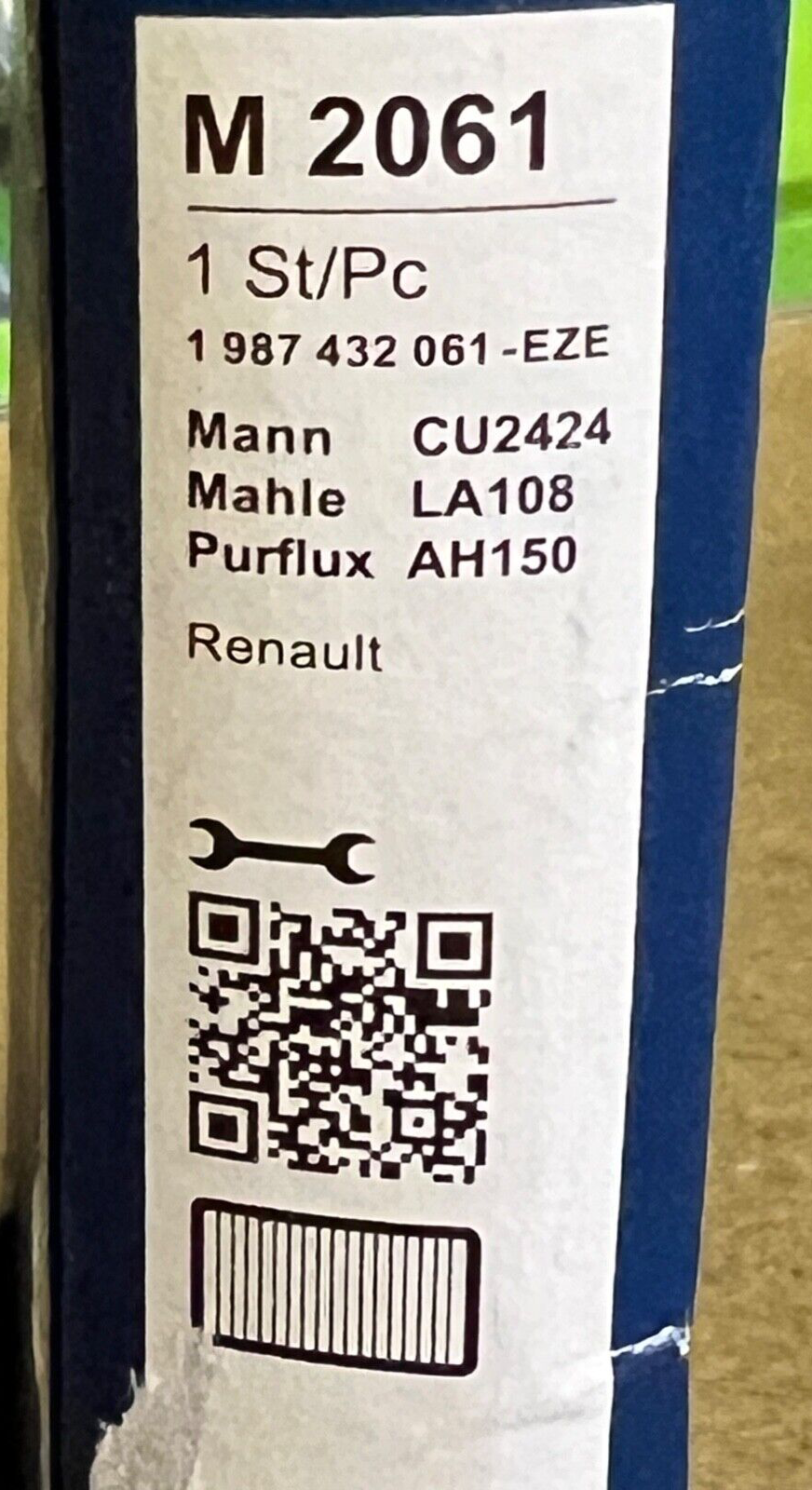 Bosch M2061 1987432061 Pollen Cabin Filter fits Renault Megane