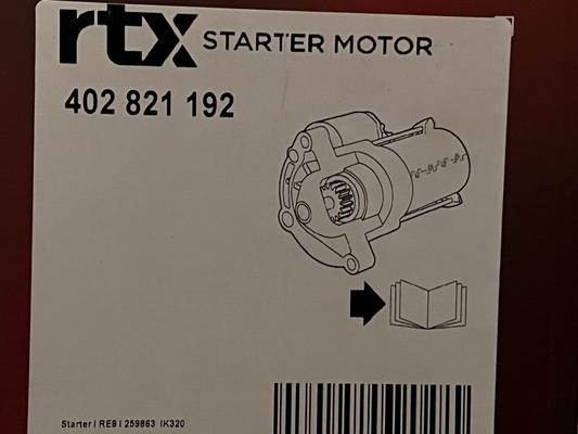 RTX 402821192 Starter Motor for Toyota Yaris 1.0 Mk1 Mk2 99-2006 Vauxhall Mokka