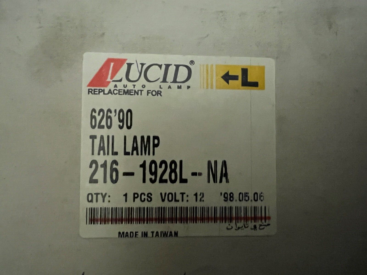 Lucid 216-1928L-NA Rear Left Hand Side fits Mazda 626 1987-1992