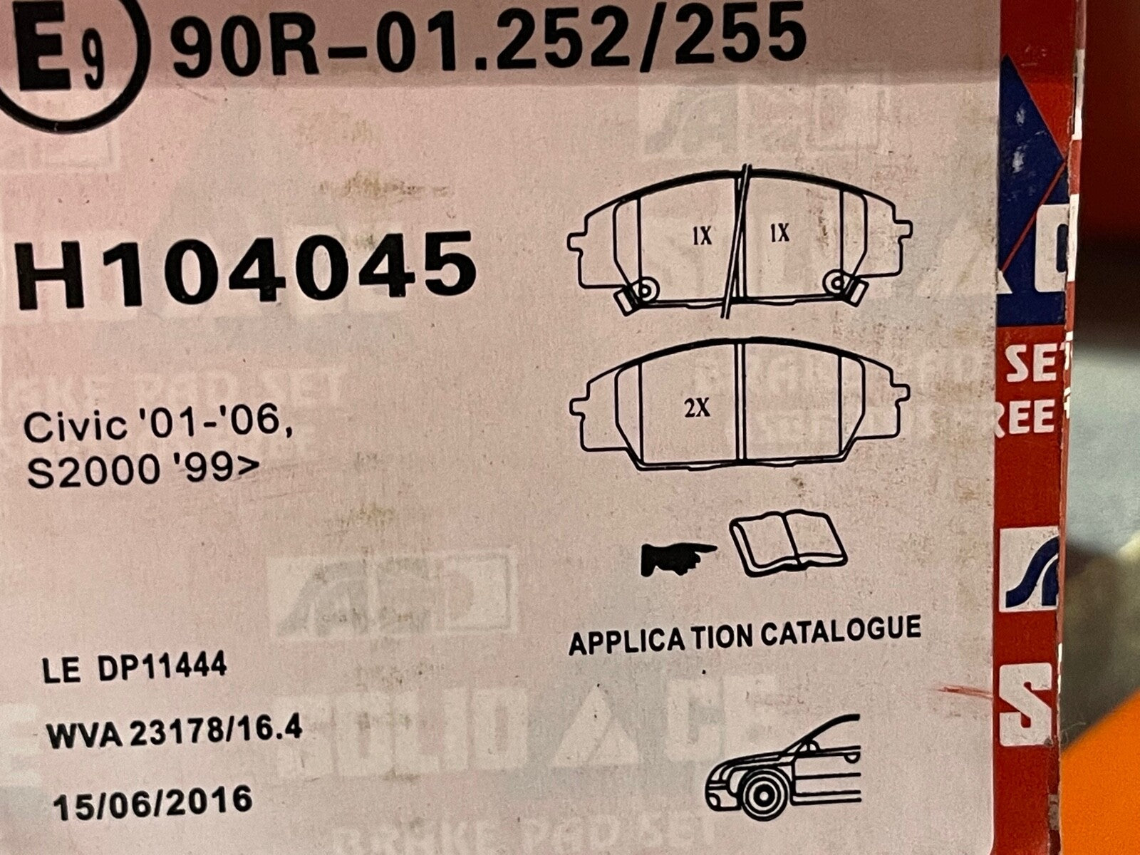 Solid Auto H104045 Front Brake Pad Set fits Honda