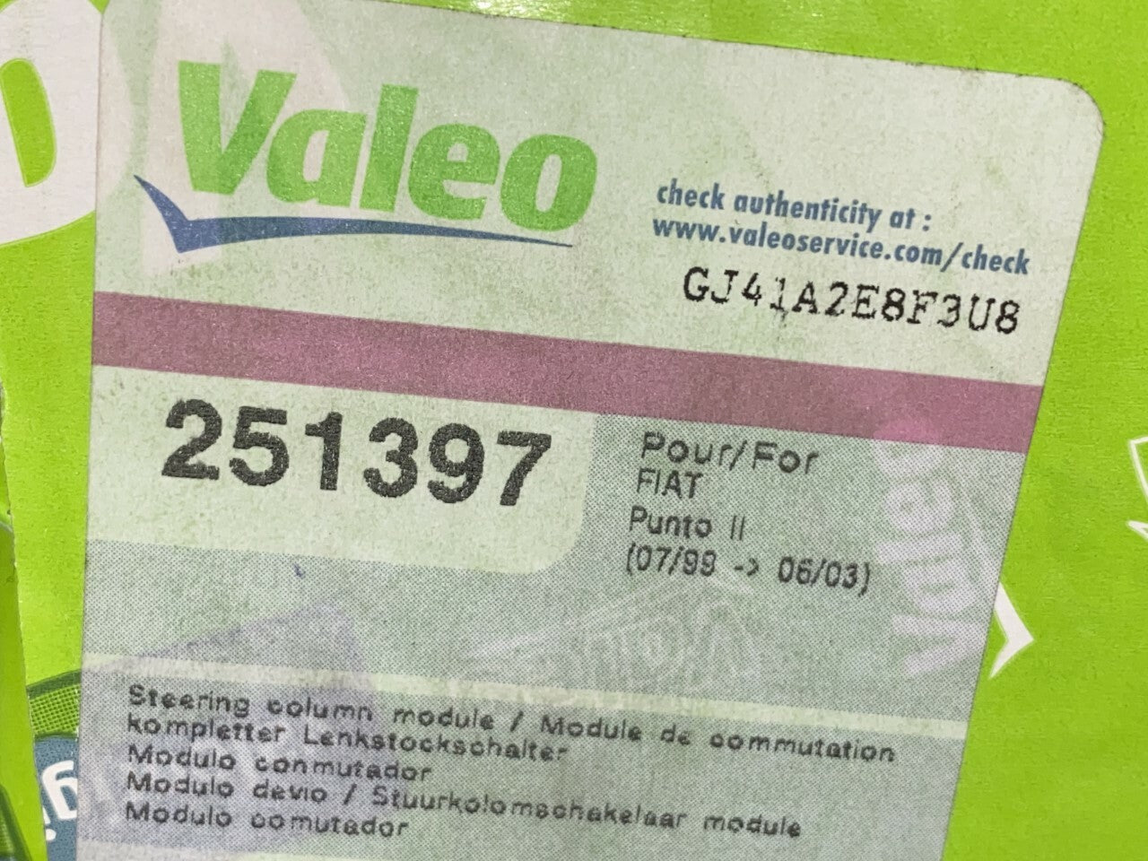 Valeo 251397 Column Switch Indicator Lights Wiper Stalk fits Fiat