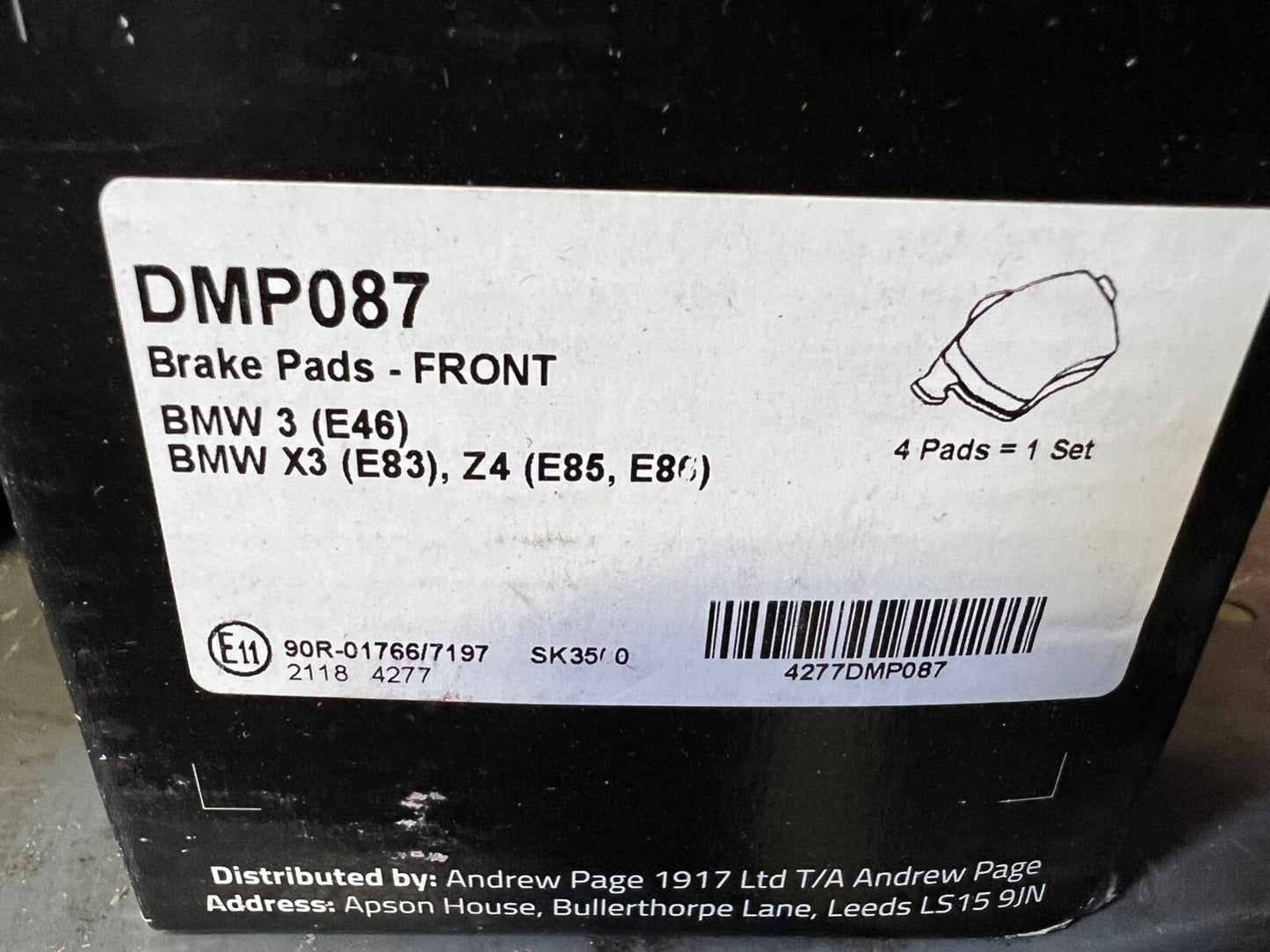 Front Brake Pads fits BMW 3 Series E46 BMW X3 E83 Drivemaster DMP087