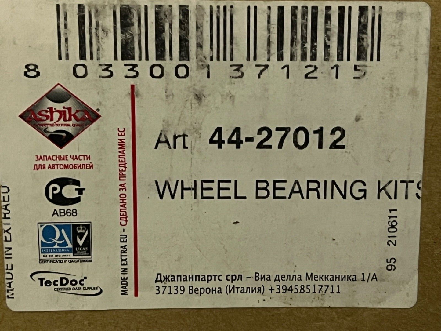 Ashika 44-27012 Wheel Bearing fits Subaru Impreza