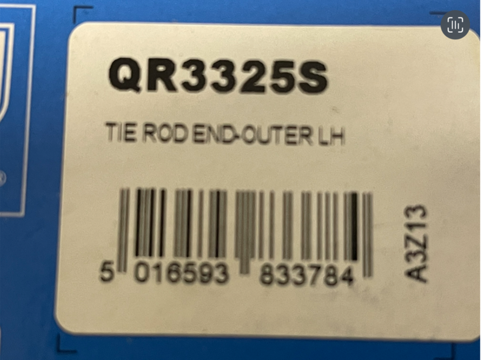 QH QR3325S Track Tie Rod End Near Side fits Volvo S40 V40