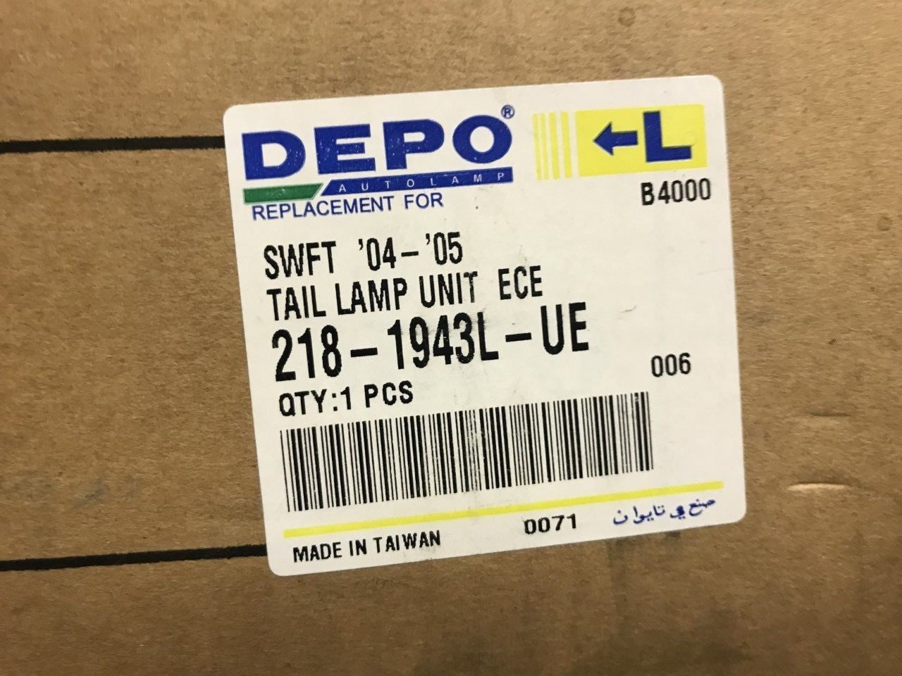 Rear Near Side Left Hand Light Lamp Suzuki Swift 2005-2008 Depo 2181943L