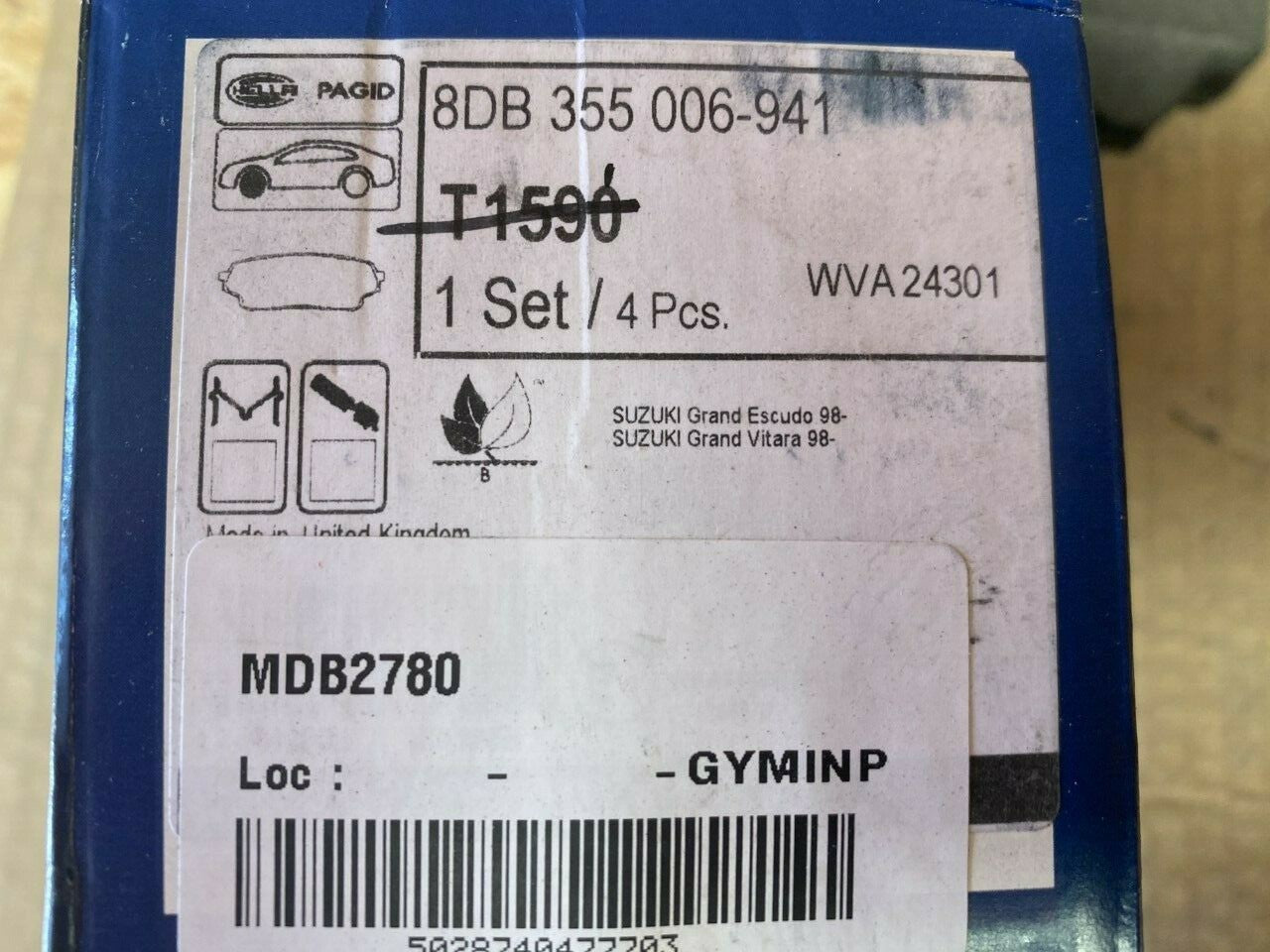 Hella-PAGID T1590 8DB355006-941 Front Brake Pad Set fits Suzuki