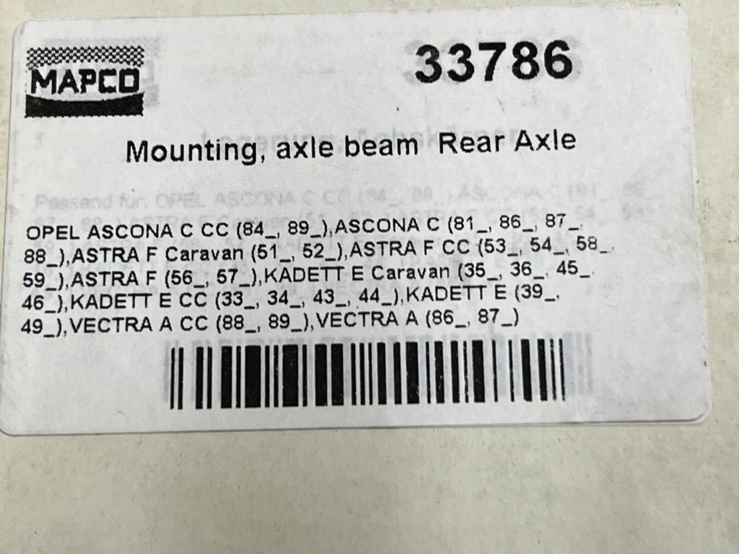 Mapco 33786 Rear Beam Bush fits Vauxhall Astra F Kadett E Vectra A