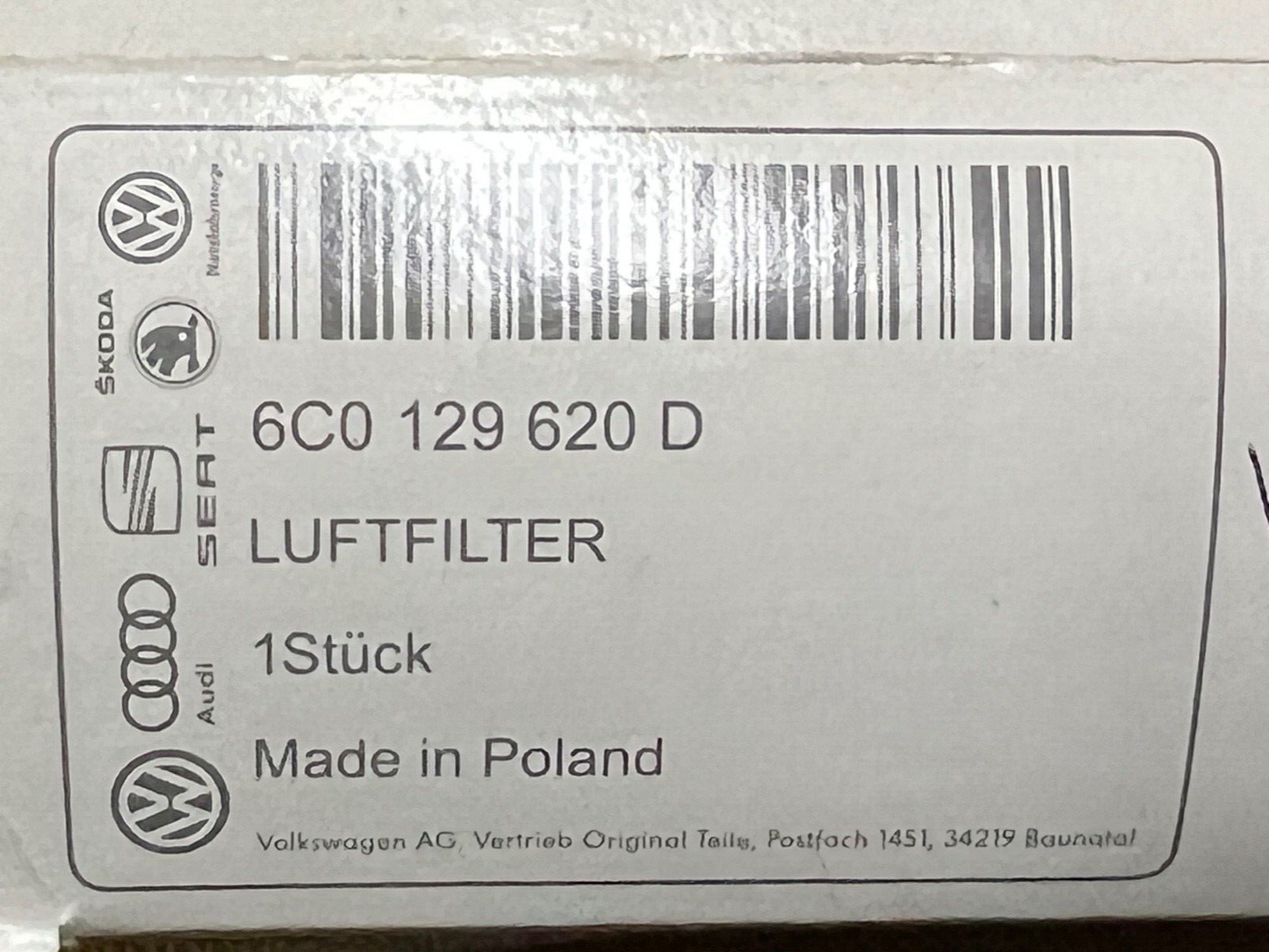 Genuine VW Seat Skoda Audi Air Filter 6C0129620D