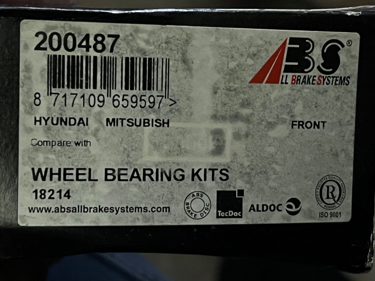 ABS 200487 Wheel Bearing fits Hyundai Mitsubishi
