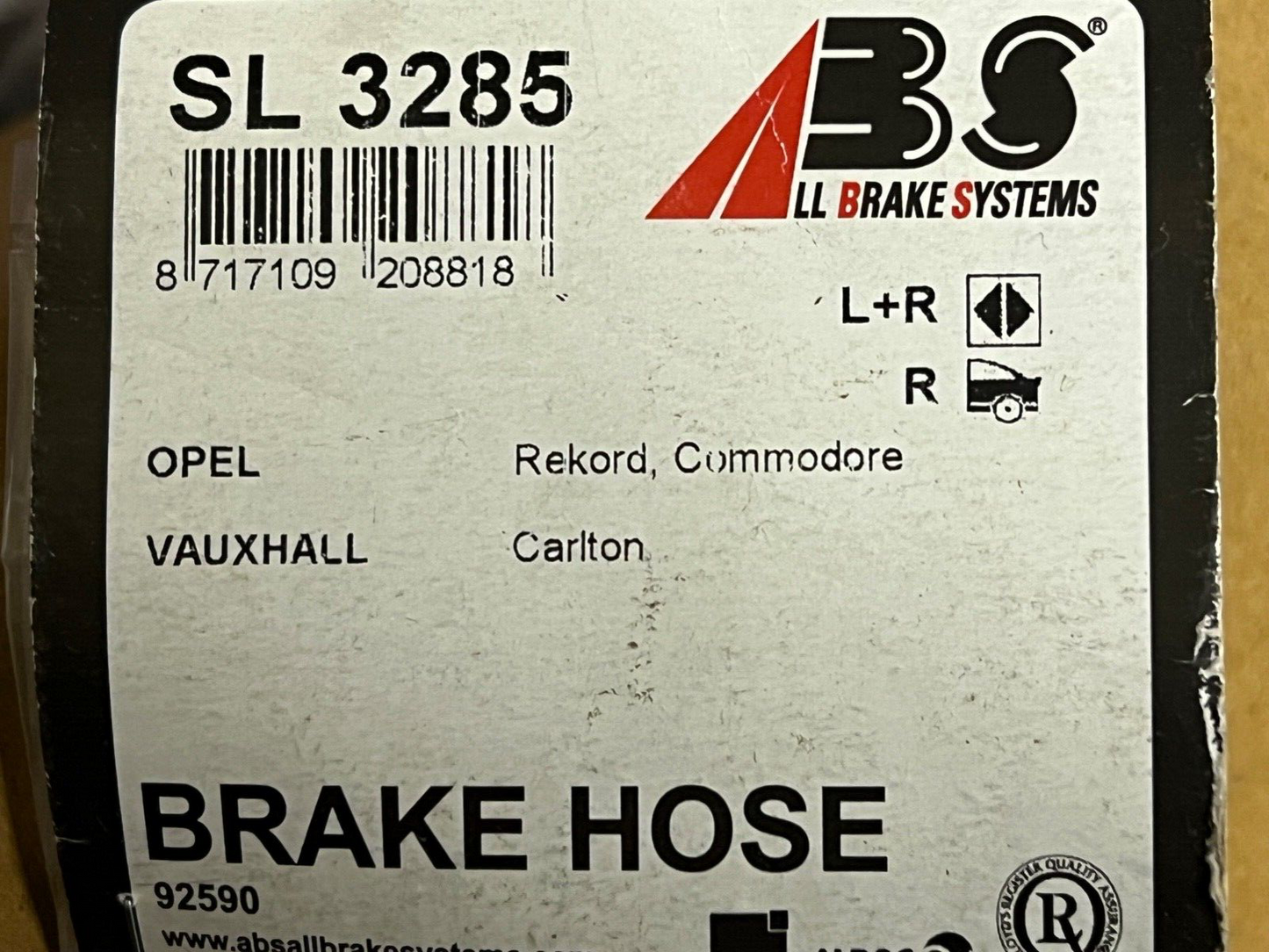 ABS SL3285 Rear Brake Hose for Vauxhall Rekord Commodore Carlton