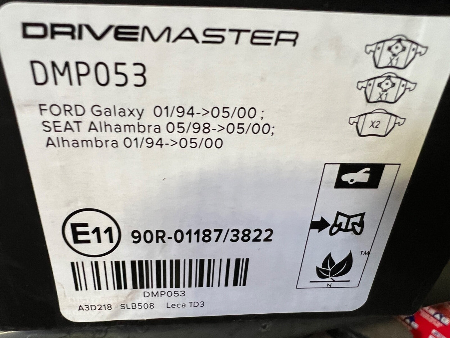 Front Brake Pads fits Ford Galaxy Seat Alhambra Drivemaster DMP053